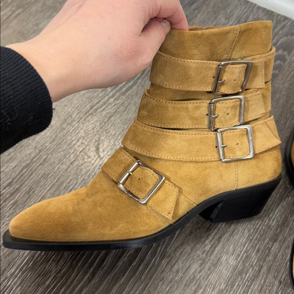 ALOHAS Eras Suede Tan Leather Ankle Boots - Picture 5 of 13